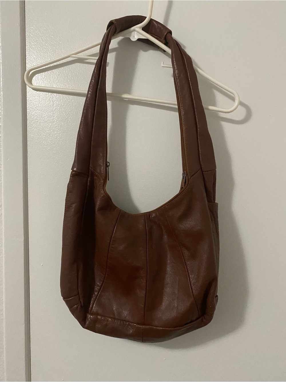 brown genuine leather hobo bag